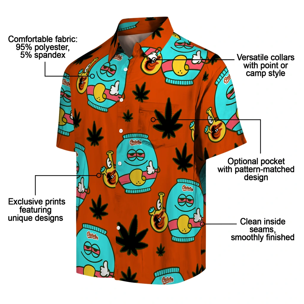 Baltimore Orioles Hawaiian Shirt - Chill Vibe baltimore orioles bong smile orange hawaiian shirts new arrival
