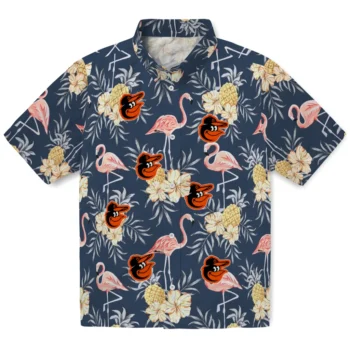 baltimore orioles flamingo hibiscus navy hawaiian shirts best selling