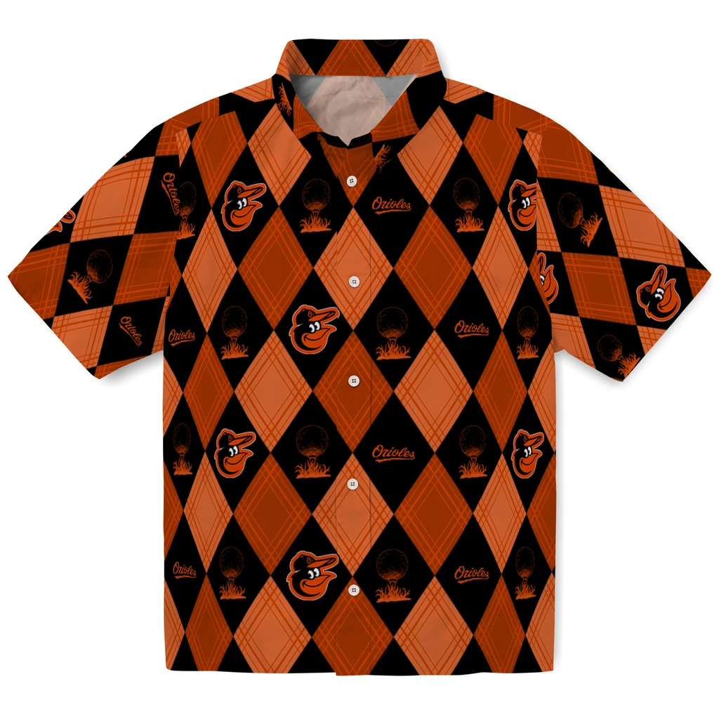 Baltimore Orioles Hawaiian Shirt - Golfing Plaid baltimore orioles balloon plaid orange hawaiian shirts best selling