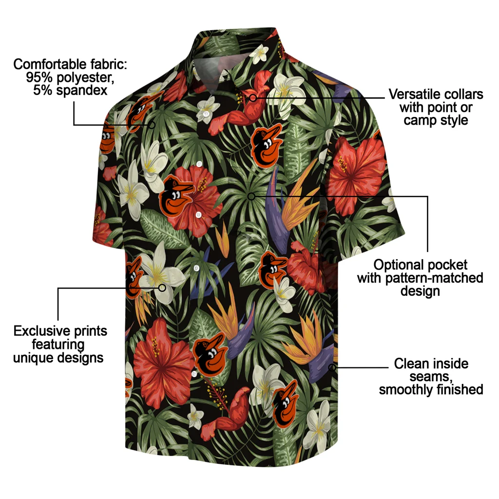 Baltimore Orioles Hawaiian Shirt - Hawaii Floral Hibiscus baltimore orioles hibiscus bird hawaiian shirts new arrival