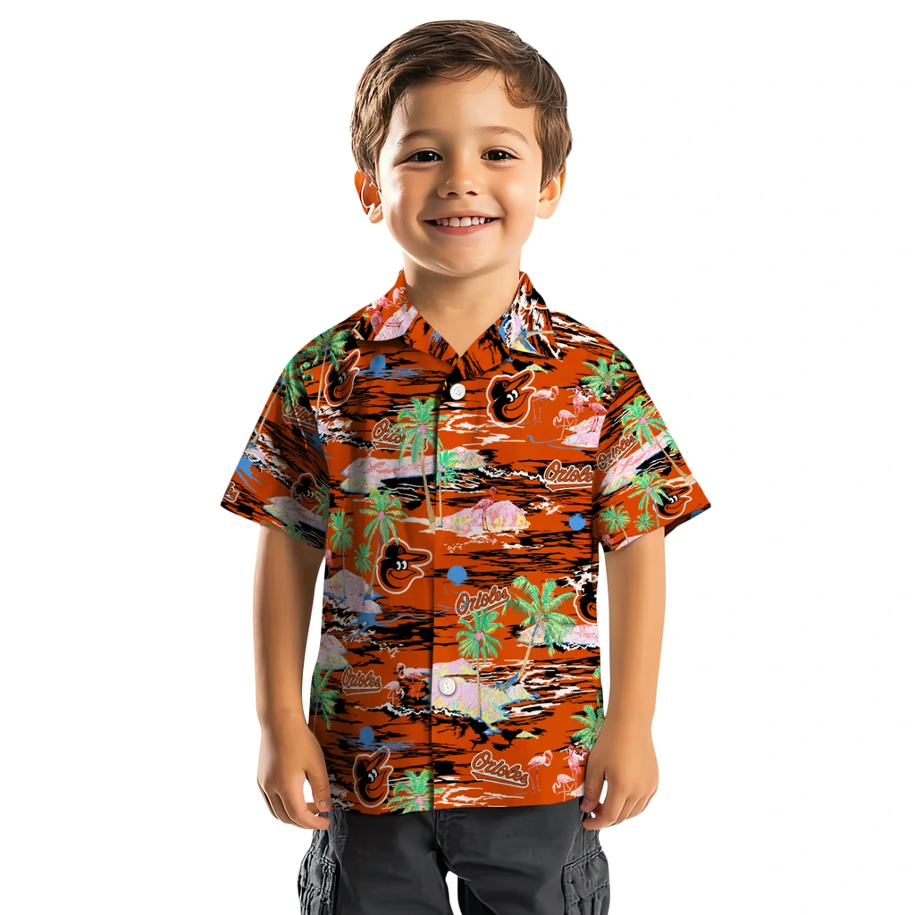 Baltimore Orioles Hawaiian Shirt - Hawaii Island baltimore orioles flamingo retreat orange hawaiian shirts top rated