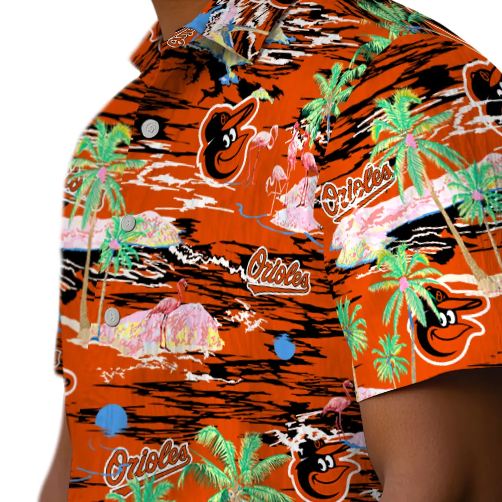 Baltimore Orioles Hawaiian Shirt - Hawaii Island baltimore orioles flamingo retreat orange hawaiian shirts trendy