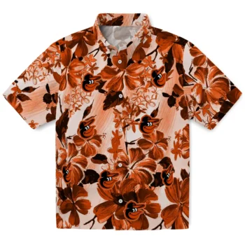 baltimore orioles hibiscus arrangement orange hawaiian shirts best selling