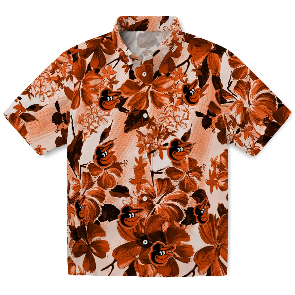 Baltimore Orioles Hawaiian Shirt - Hibiscus Arrangement baltimore orioles hibiscus arrangement orange hawaiian shirts best selling