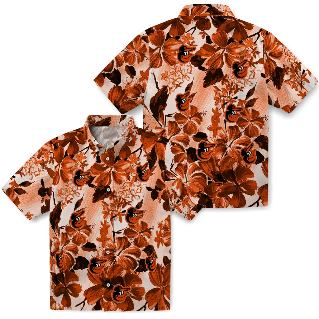 Baltimore Orioles Hawaiian Shirt - Hibiscus Arrangement baltimore orioles hibiscus arrangement orange hawaiian shirts high quality