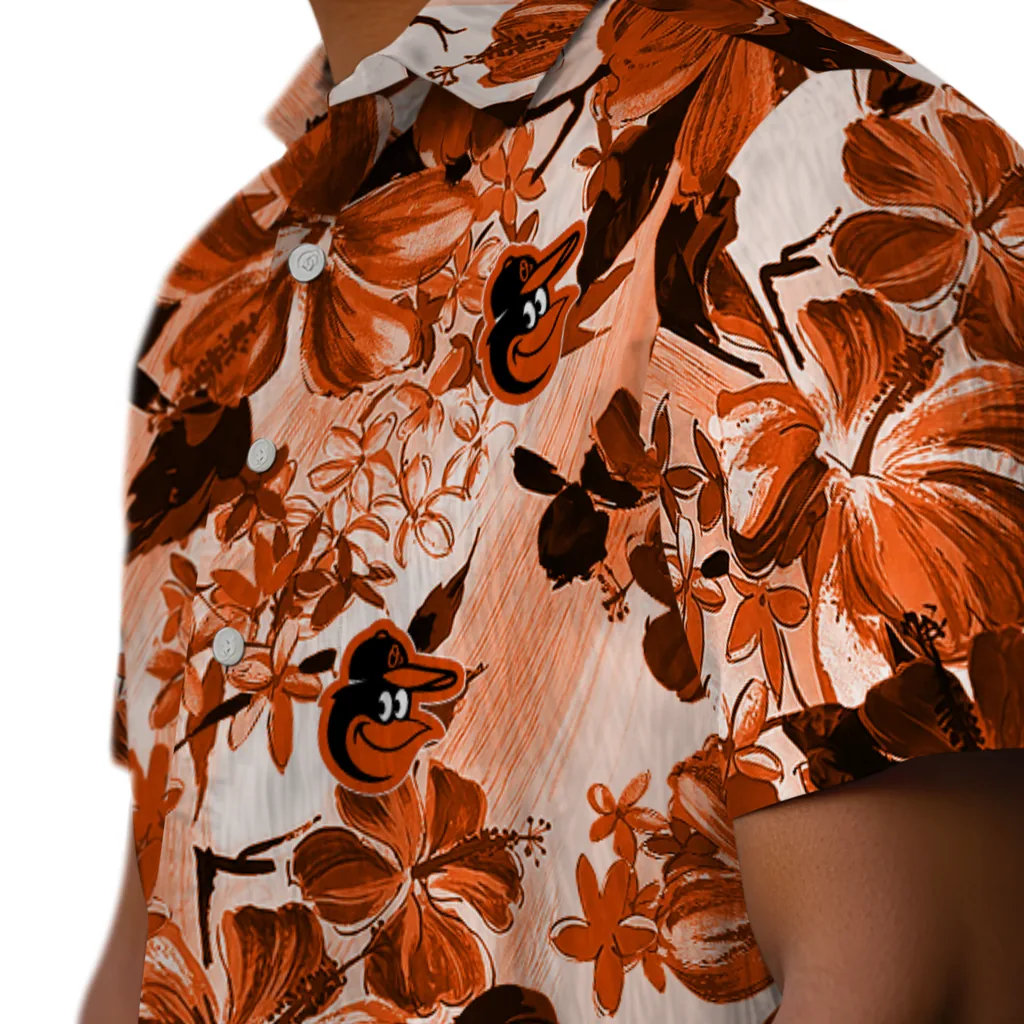 Baltimore Orioles Hawaiian Shirt - Hibiscus Arrangement baltimore orioles hibiscus arrangement orange hawaiian shirts trendy