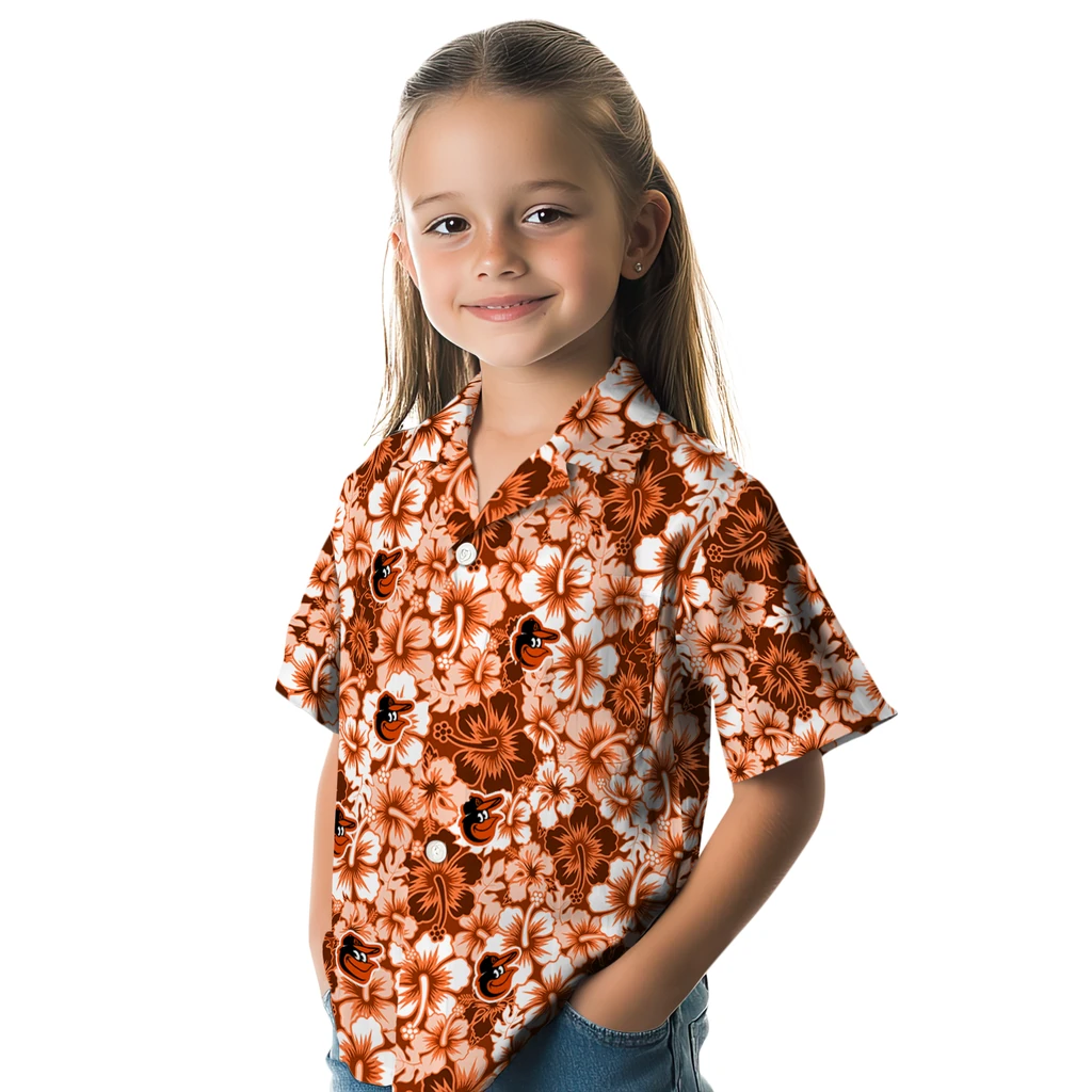 Baltimore Orioles Hawaiian Shirt - Hibiscus Blooms baltimore orioles hibiscus blooms orange hawaiian shirts premium grade