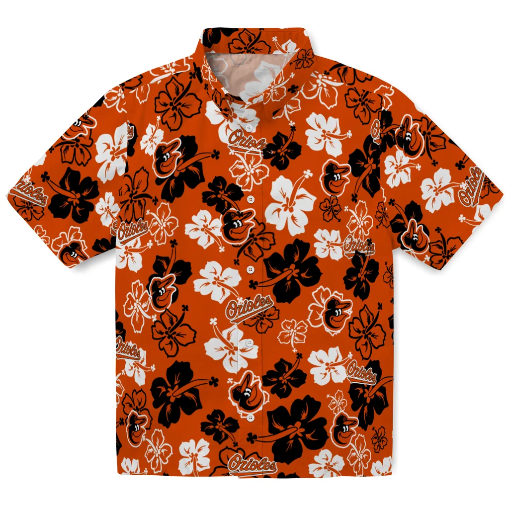 Baltimore Orioles Hawaiian Shirt - Hibiscus Flower Design baltimore orioles hibiscus bloom orange hawaiian shirts best selling
