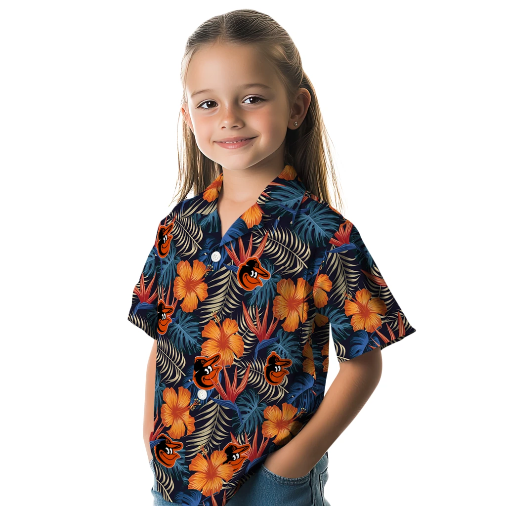 Baltimore Orioles Hawaiian Shirt - Hibiscus Foliage baltimore orioles hibiscus foliage hawaiian shirts premium grade