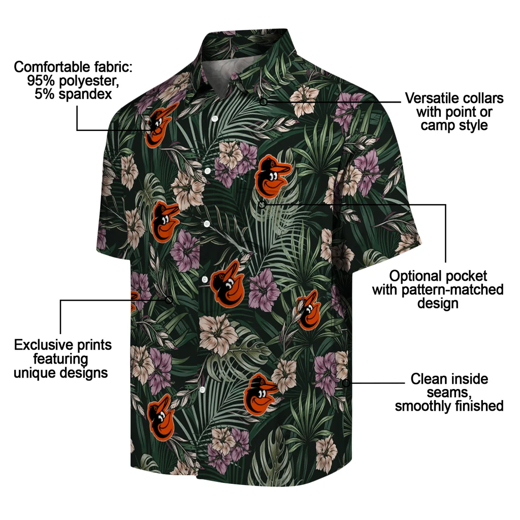 Baltimore Orioles Hawaiian Shirt - Hibiscus Leaves Pattern baltimore orioles hibiscus leaves pattern green hawaiian shirts new arrival