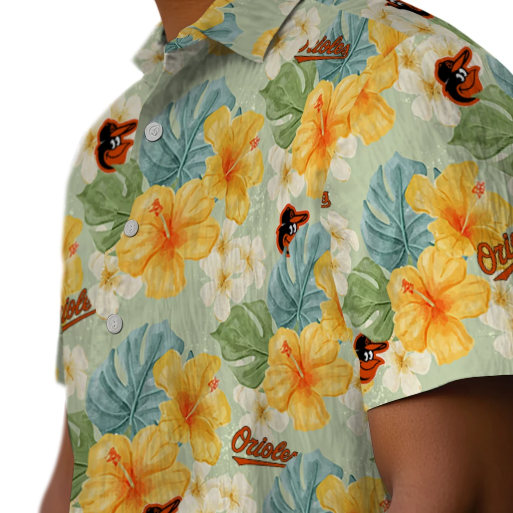 Baltimore Orioles Hawaiian Shirt - Hibiscus Mood baltimore orioles hibiscus mood pale lime yellow hawaiian shirts trendy
