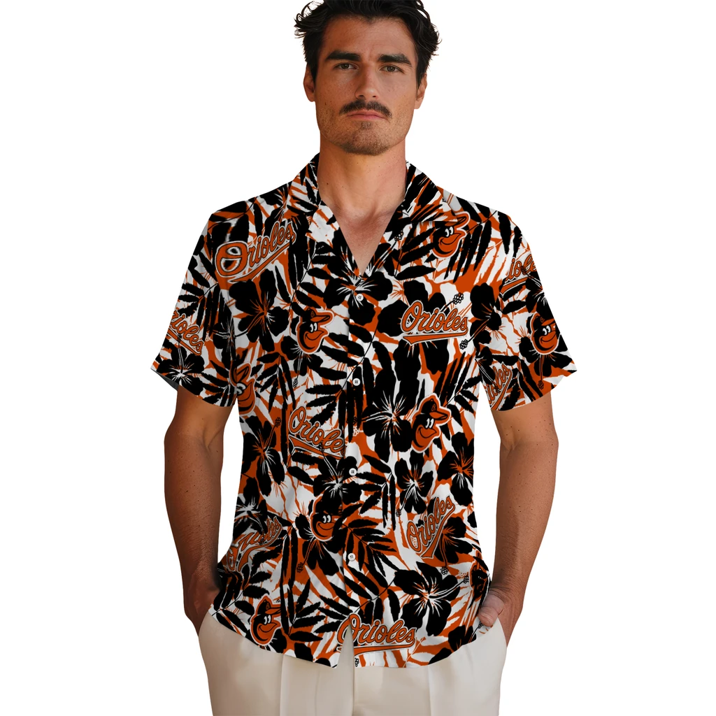 Baltimore Orioles Hawaiian Shirt - Hibiscus Overlay baltimore orioles hibiscus overlay hawaiian shirts fashion forward