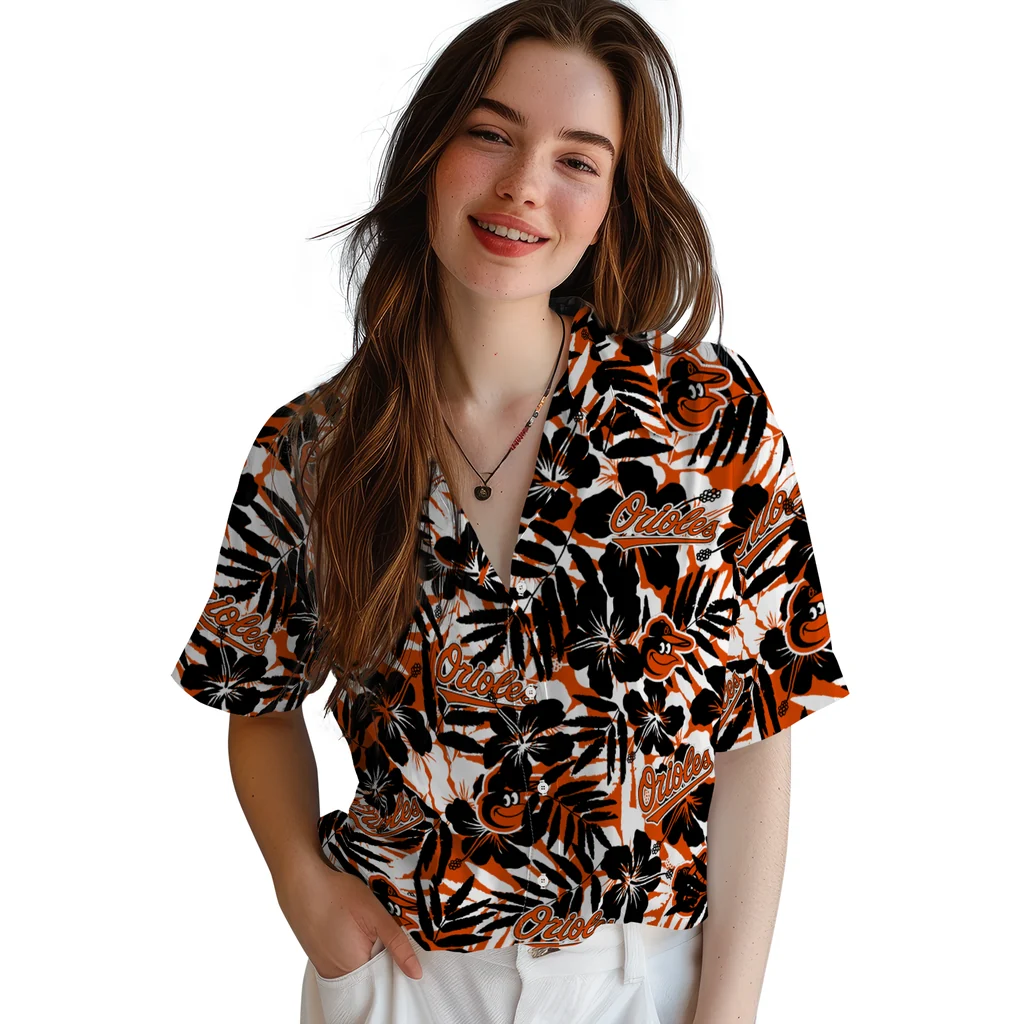 Baltimore Orioles Hawaiian Shirt - Hibiscus Overlay baltimore orioles hibiscus overlay hawaiian shirts latest model