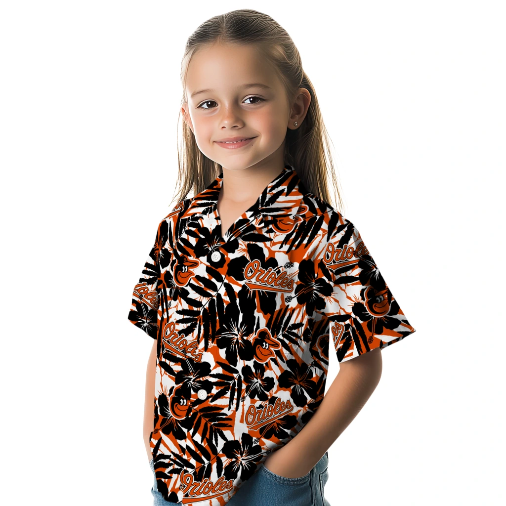 Baltimore Orioles Hawaiian Shirt - Hibiscus Overlay baltimore orioles hibiscus overlay hawaiian shirts premium grade