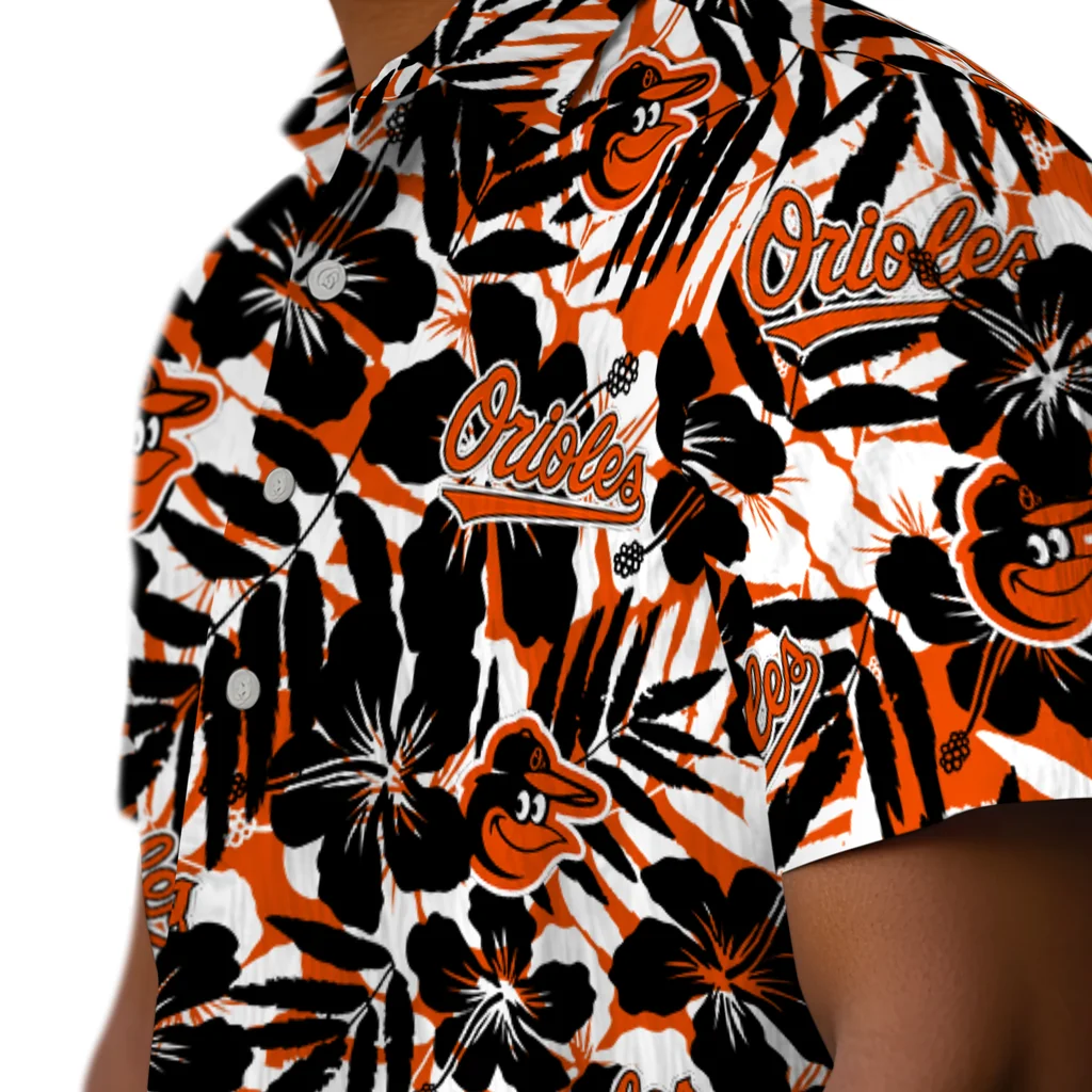Baltimore Orioles Hawaiian Shirt - Hibiscus Overlay baltimore orioles hibiscus overlay hawaiian shirts trendy