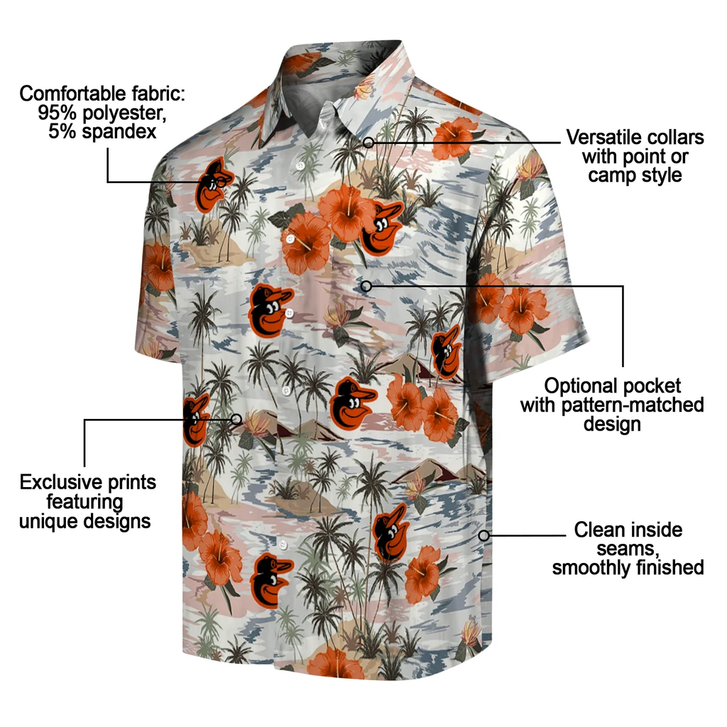 Baltimore Orioles Hawaiian Shirt - Hibiscus Seaside baltimore orioles hibiscus seaside white hawaiian shirts new arrival