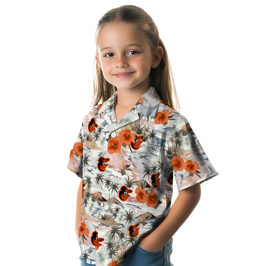 Baltimore Orioles Hawaiian Shirt - Hibiscus Seaside baltimore orioles hibiscus seaside white hawaiian shirts premium grade
