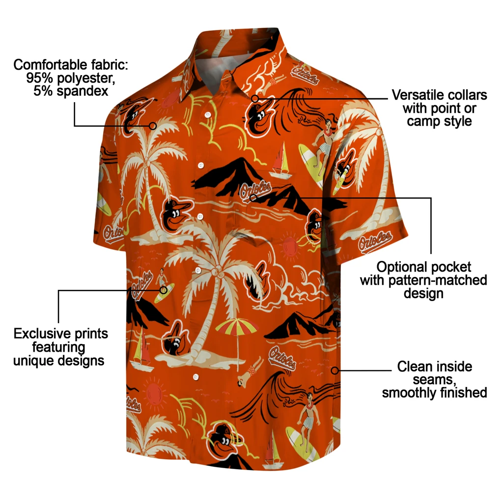 Baltimore Orioles Hawaiian Shirt - Palm Tree Island baltimore orioles palm tree island orange hawaiian shirts new arrival
