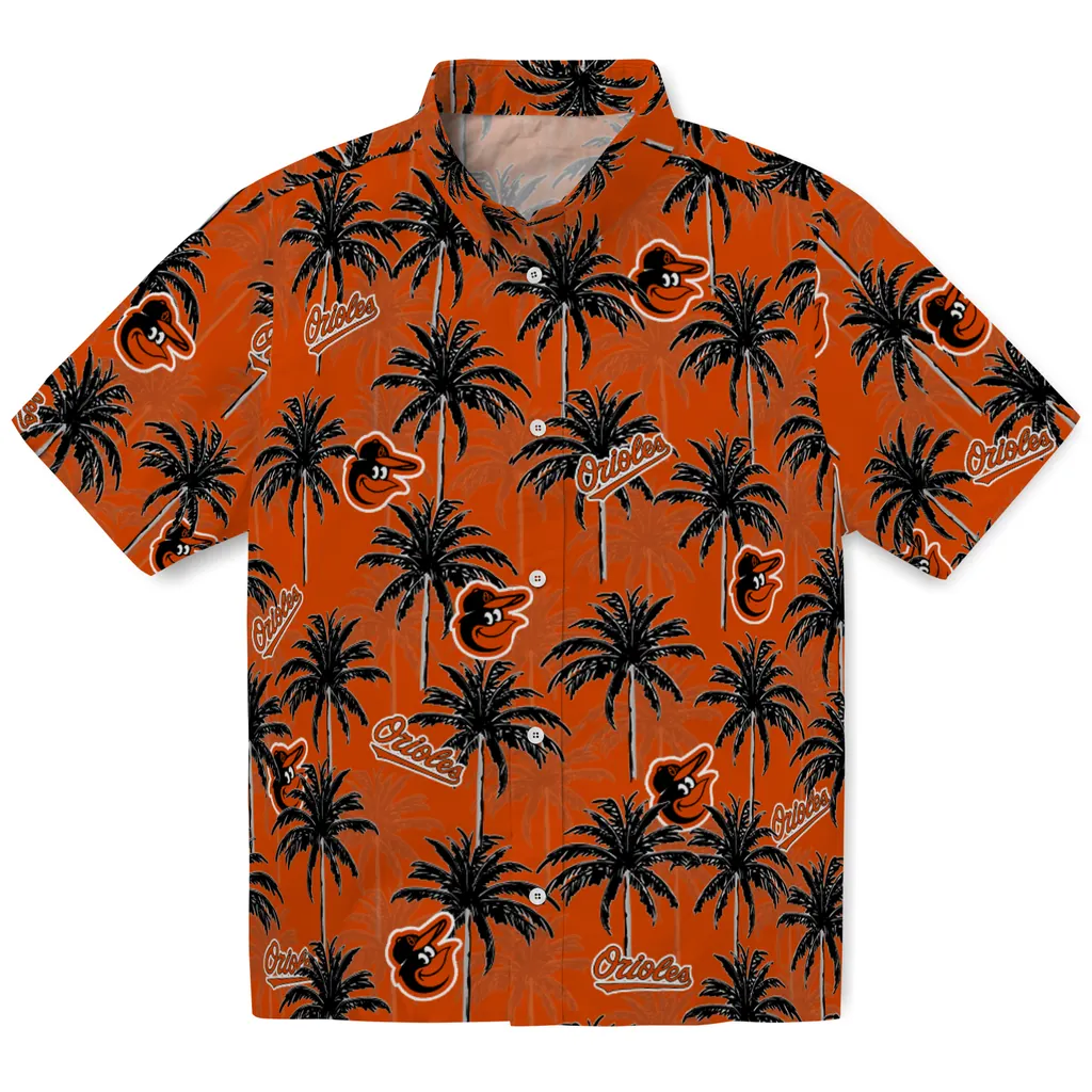 Baltimore Orioles Hawaiian Shirt - Palm Tree Motif baltimore orioles palm grove orange hawaiian shirts best selling