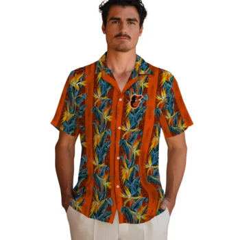 baltimore orioles paradise vines orange hawaiian shirts fashion forward