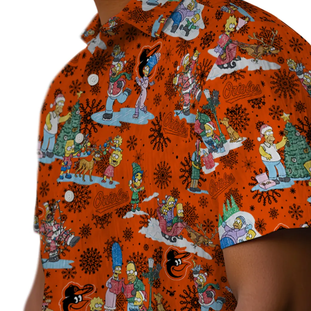 Baltimore Orioles Hawaiian Shirt - Simpsons Christmas baltimore orioles simpsons christmas orange hawaiian shirts trendy
