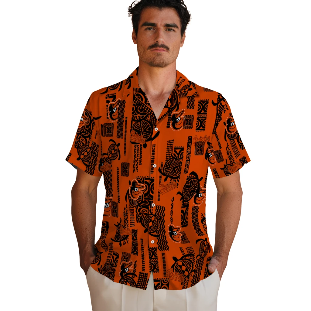 Baltimore Orioles Hawaiian Shirt - Turtle Lines baltimore orioles turtle lines orange hawaiian shirts fashion forward