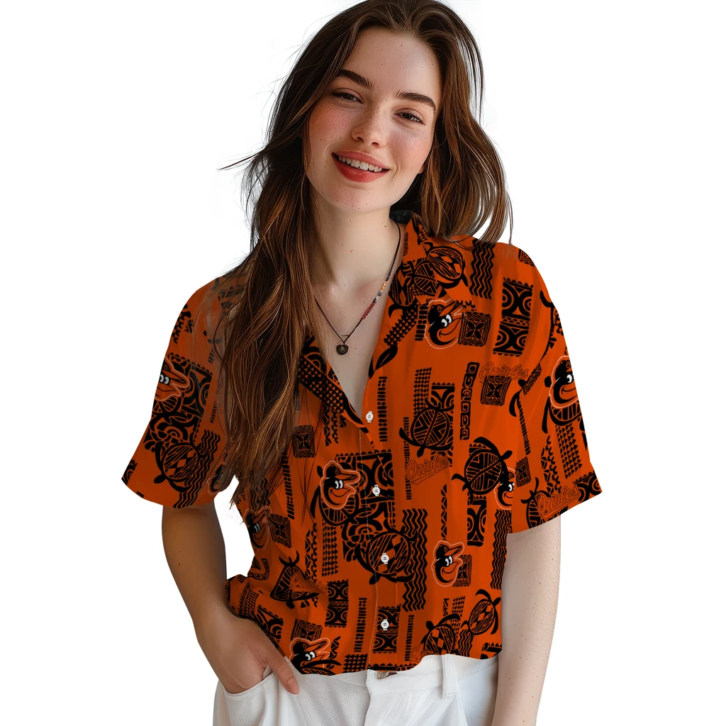 Baltimore Orioles Hawaiian Shirt - Turtle Lines baltimore orioles turtle lines orange hawaiian shirts latest model