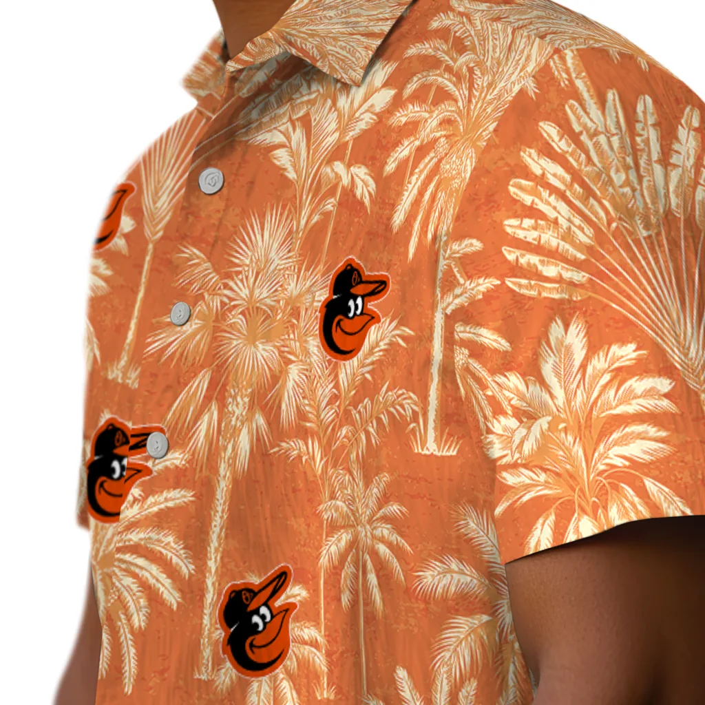 Baltimore Orioles Hawaiian Shirt - Vintage Palm Tree baltimore orioles palm shadows orange hawaiian shirts trendy