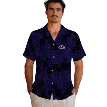 baltimore ravens hibiscus petals purple hawaiian shirts fashion forward