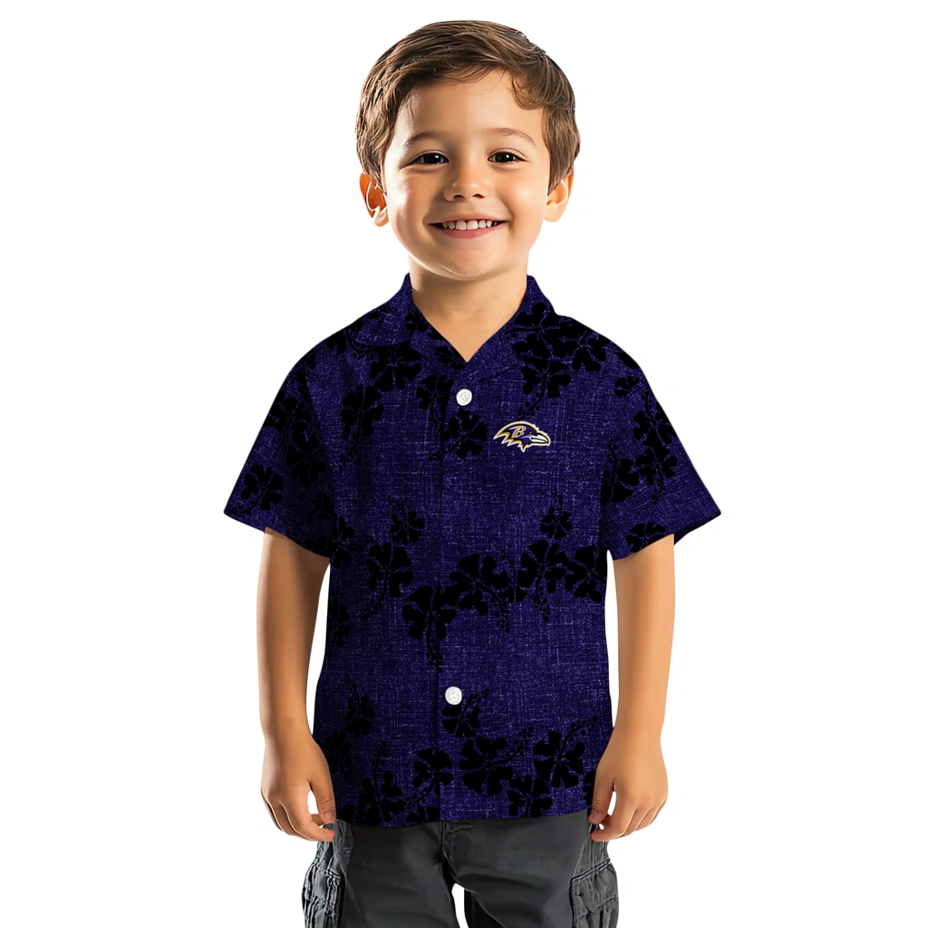 Baltimore Ravens Hawaiian Shirt - 50th State Flower baltimore ravens hibiscus petals purple hawaiian shirts top rated