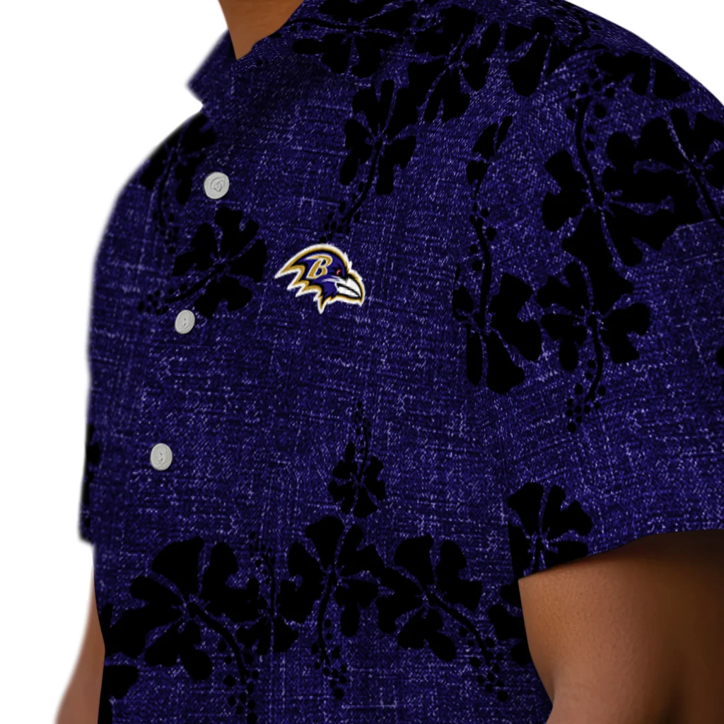 Baltimore Ravens Hawaiian Shirt - 50th State Flower baltimore ravens hibiscus petals purple hawaiian shirts trendy
