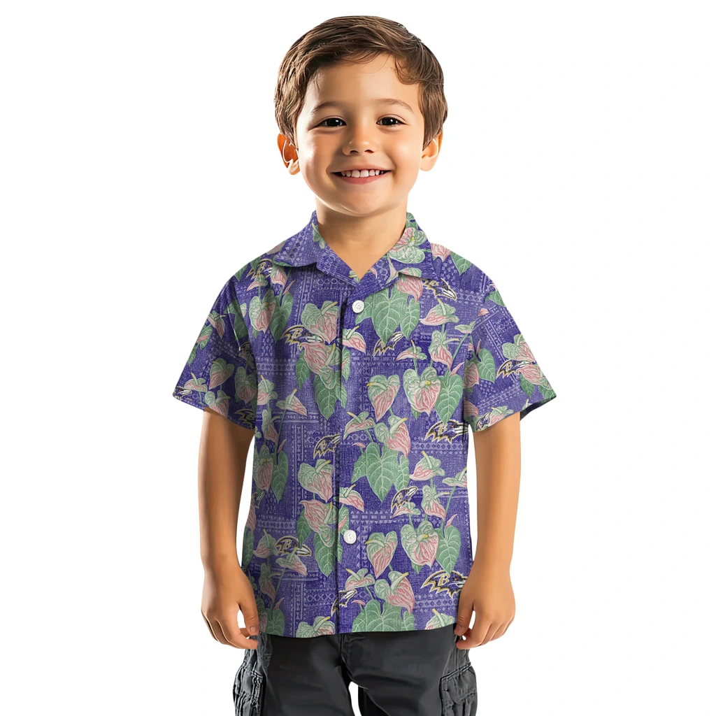 Baltimore Ravens Hawaiian Shirt - Anthurium Overlay baltimore ravens anthurium overlay purple hawaiian shirts top rated