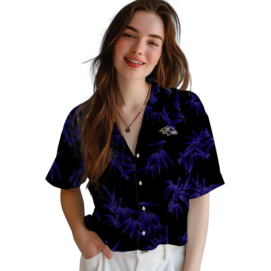 Baltimore Ravens Hawaiian Shirt - Bamboo Branches baltimore ravens bamboo branches purple black hawaiian shirts latest model
