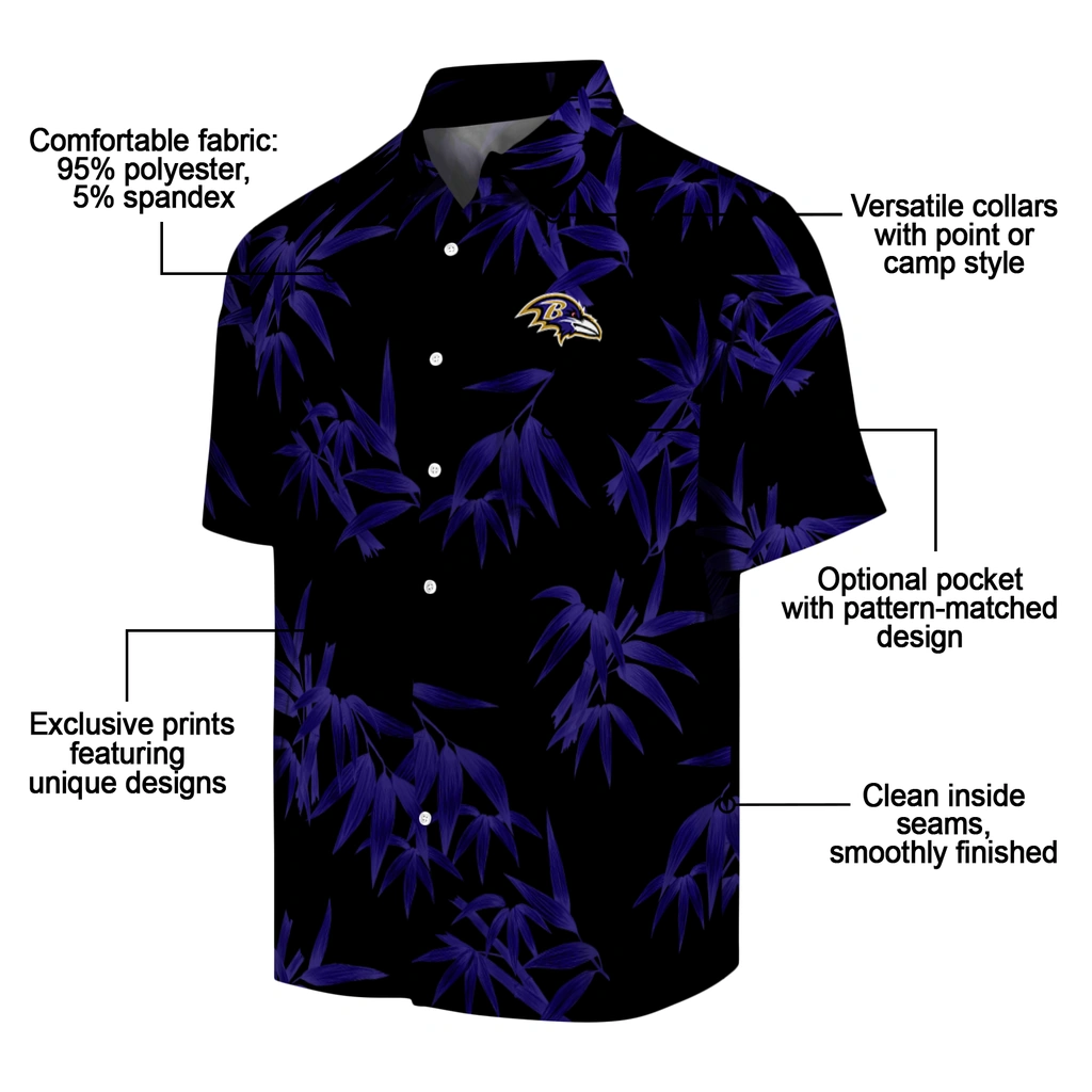 Baltimore Ravens Hawaiian Shirt - Bamboo Branches baltimore ravens bamboo branches purple black hawaiian shirts new arrival