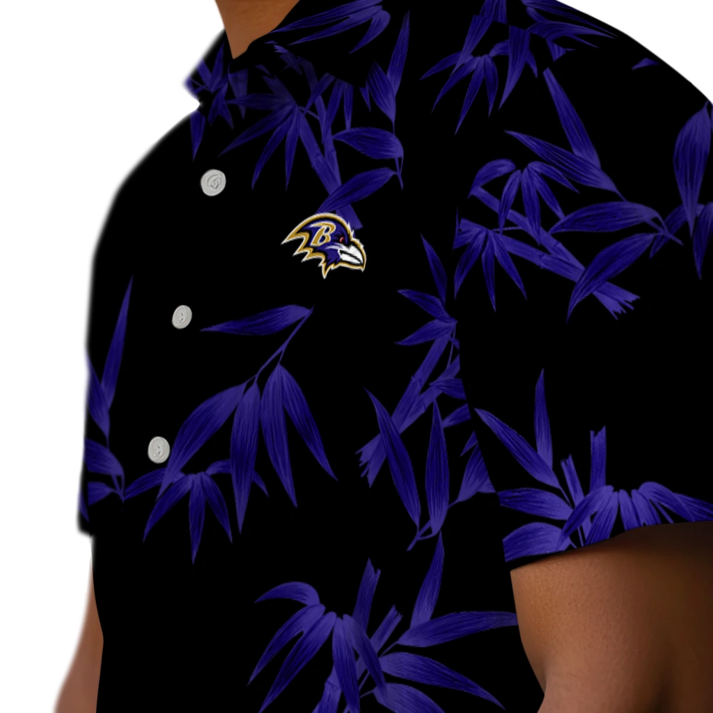 Baltimore Ravens Hawaiian Shirt - Bamboo Branches baltimore ravens bamboo branches purple black hawaiian shirts trendy
