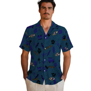 baltimore ravens beach vibe navy hawaiian shirts fashion forward