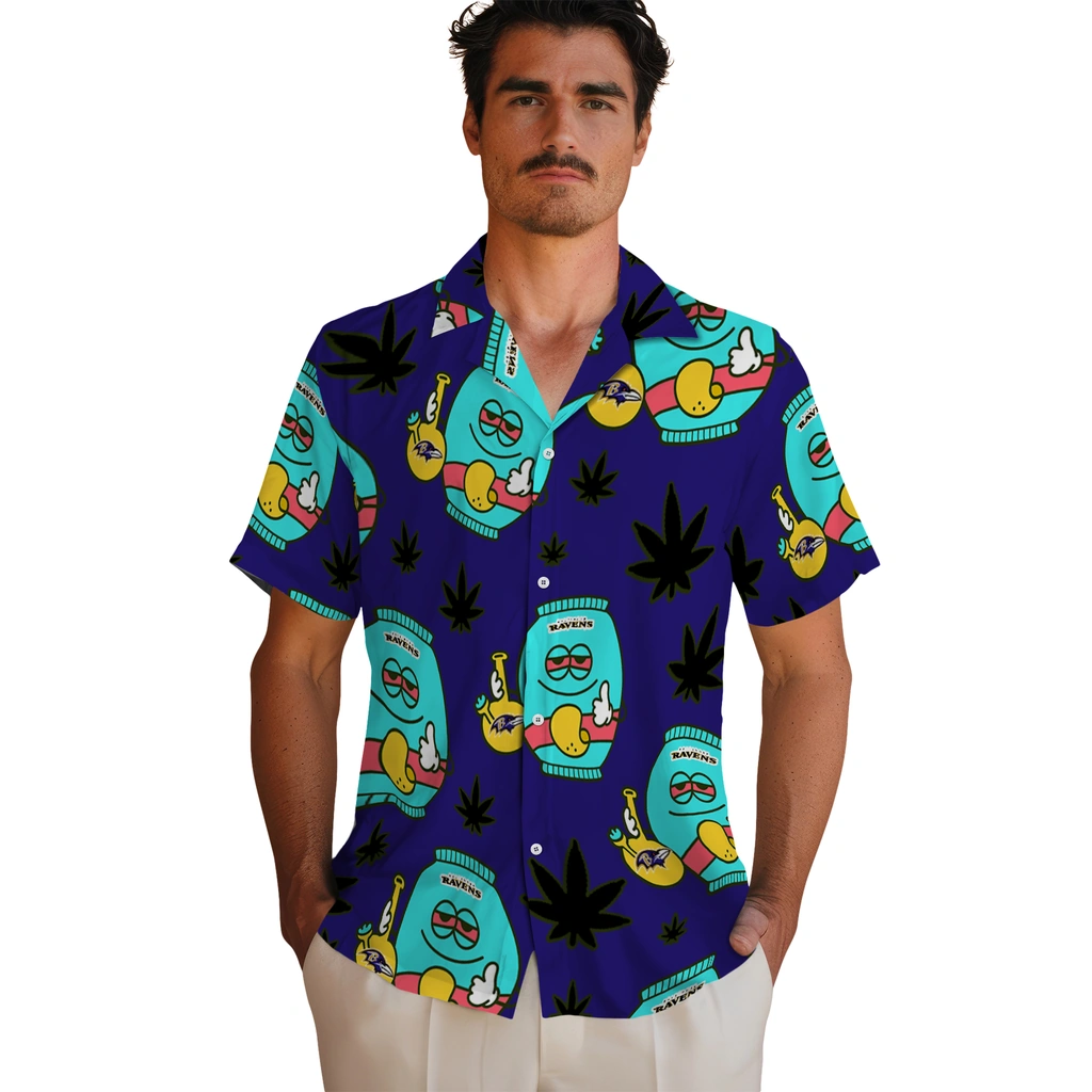 Baltimore Ravens Hawaiian Shirt - Chill Vibe baltimore ravens bong smile purple hawaiian shirts fashion forward