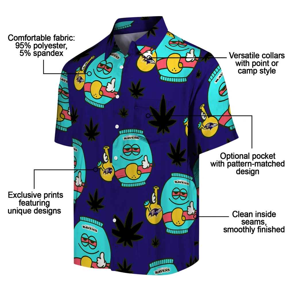 Baltimore Ravens Hawaiian Shirt - Chill Vibe baltimore ravens bong smile purple hawaiian shirts new arrival