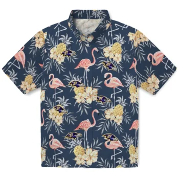 baltimore ravens flamingo hibiscus navy hawaiian shirts best selling