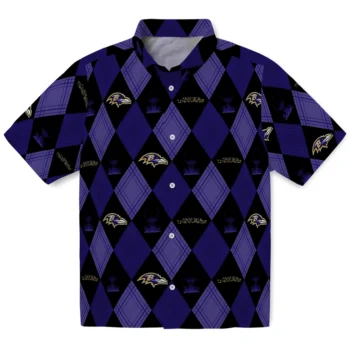 baltimore ravens balloon plaid purple hawaiian shirts best selling