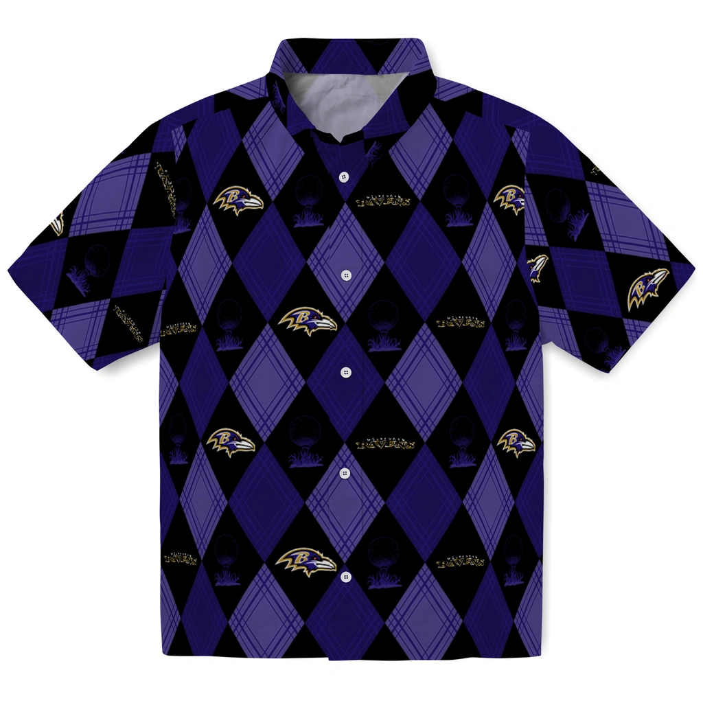 Baltimore Ravens Hawaiian Shirt - Golfing Plaid baltimore ravens balloon plaid purple hawaiian shirts best selling