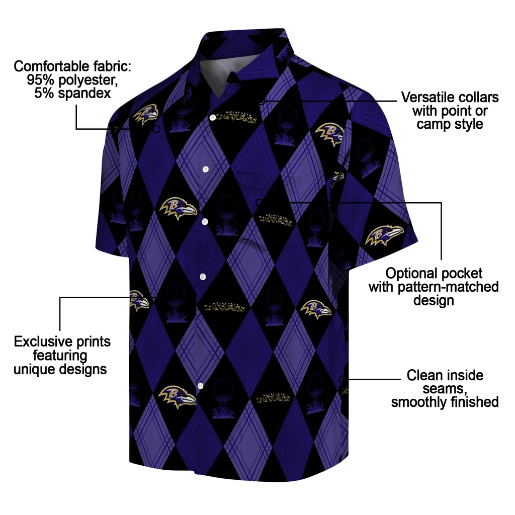 Baltimore Ravens Hawaiian Shirt - Golfing Plaid baltimore ravens balloon plaid purple hawaiian shirts new arrival