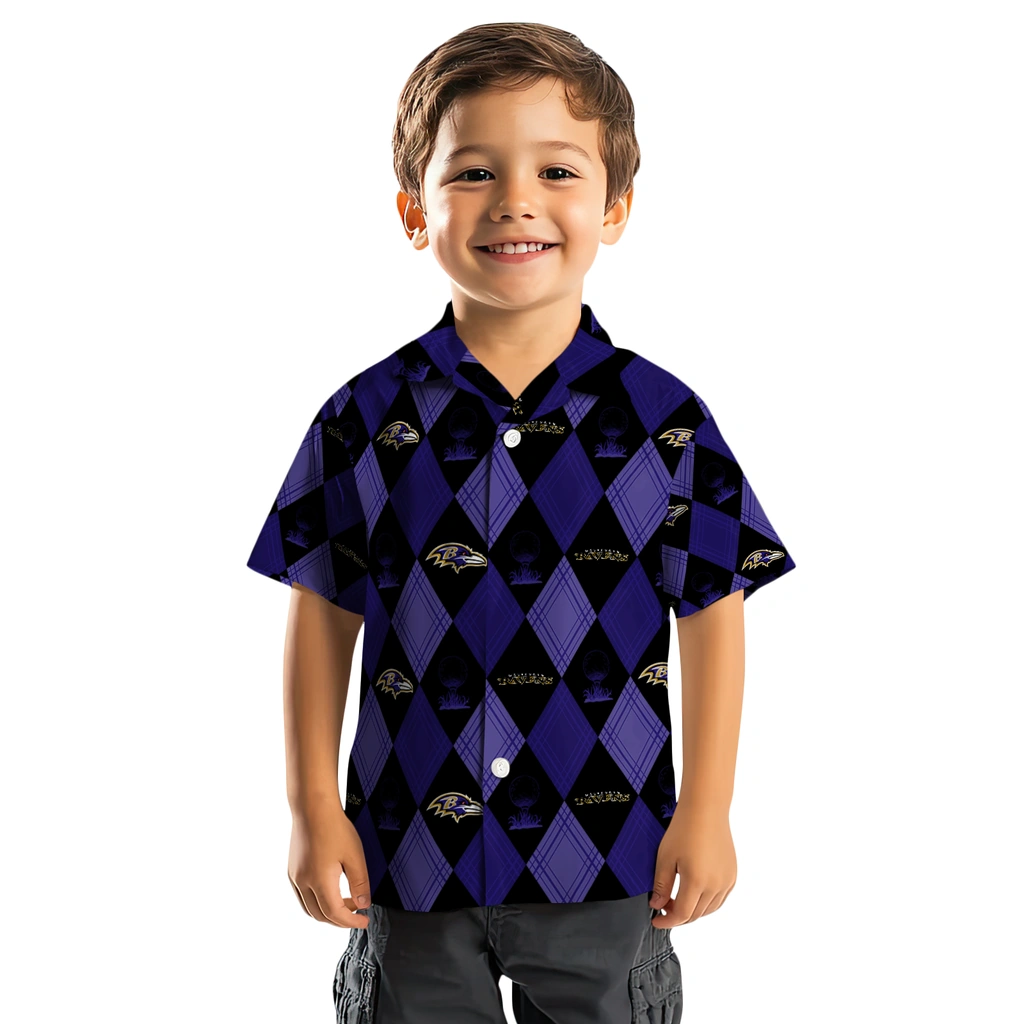 Baltimore Ravens Hawaiian Shirt - Golfing Plaid baltimore ravens balloon plaid purple hawaiian shirts top rated