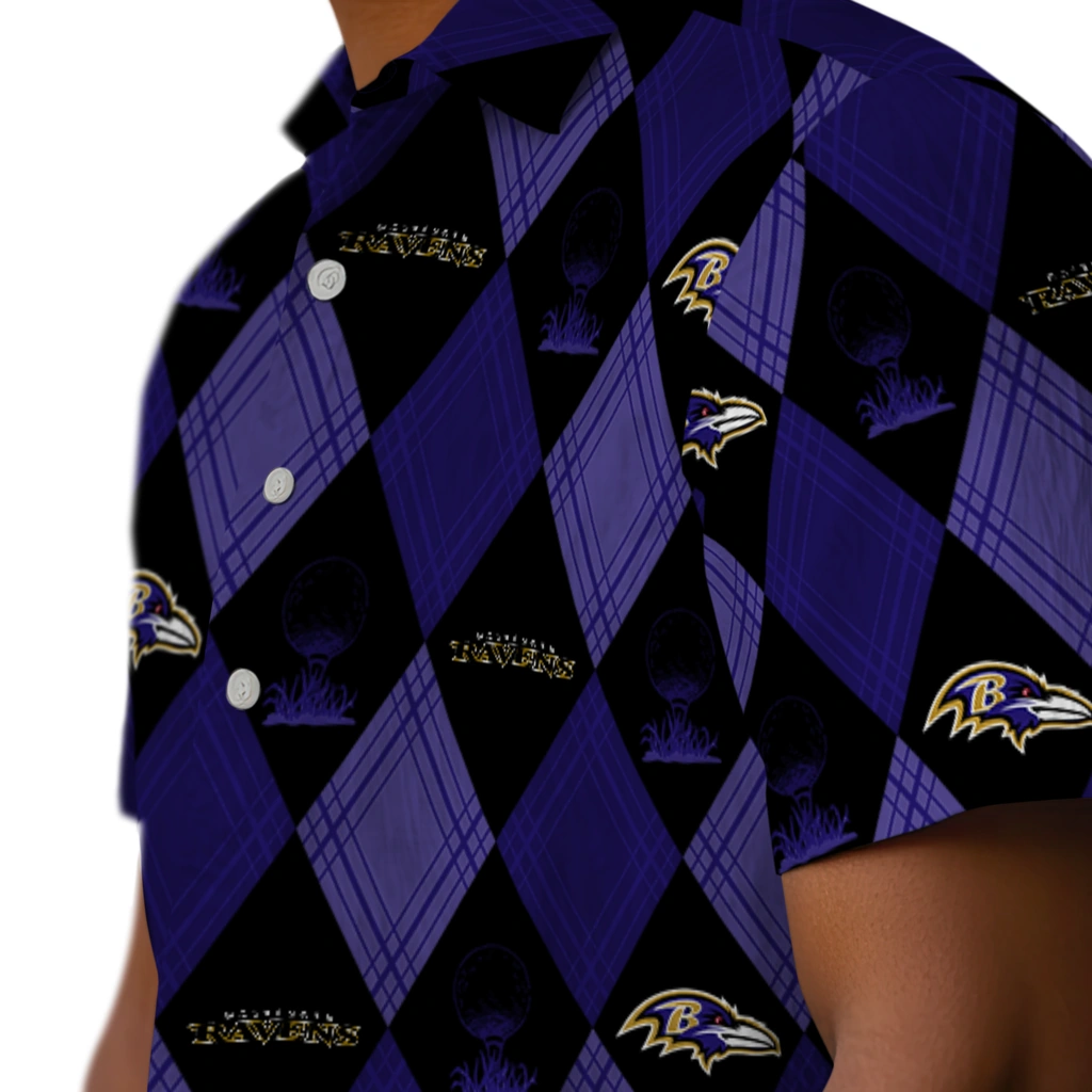 Baltimore Ravens Hawaiian Shirt - Golfing Plaid baltimore ravens balloon plaid purple hawaiian shirts trendy