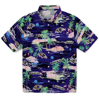 baltimore ravens flamingo retreat purple hawaiian shirts best selling