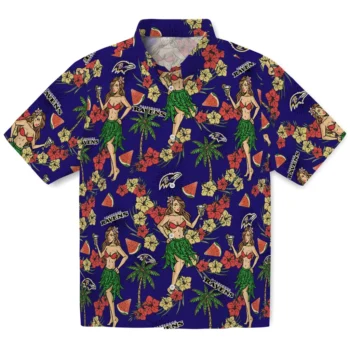 baltimore ravens hawaiian girls design purple hawaiian shirts best selling