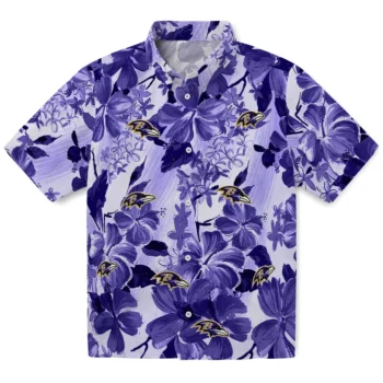 baltimore ravens hibiscus arrangement purple hawaiian shirts best selling