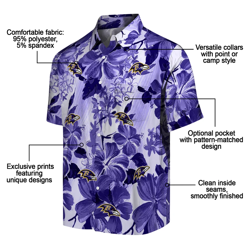 Baltimore Ravens Hawaiian Shirt - Hibiscus Arrangement baltimore ravens hibiscus arrangement purple hawaiian shirts new arrival