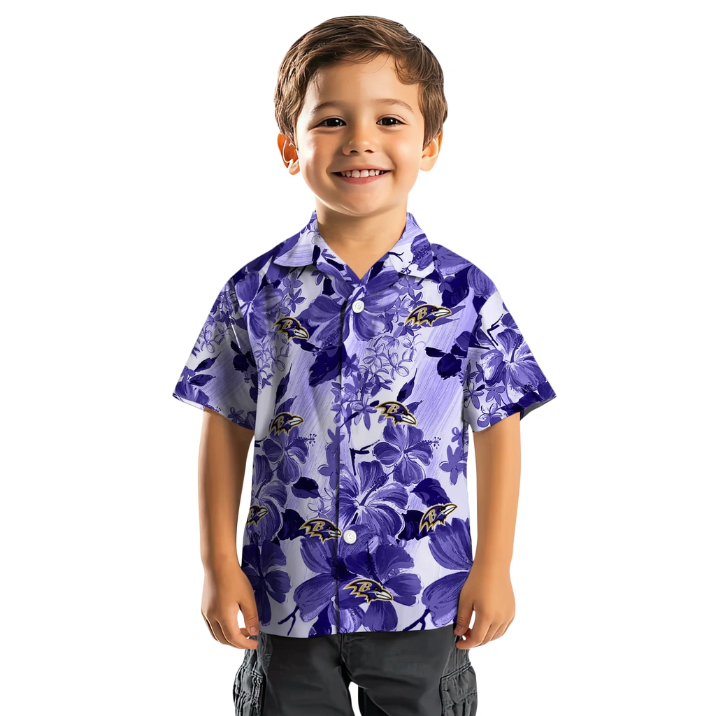 Baltimore Ravens Hawaiian Shirt - Hibiscus Arrangement baltimore ravens hibiscus arrangement purple hawaiian shirts top rated