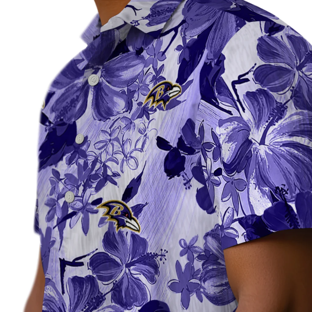 Baltimore Ravens Hawaiian Shirt - Hibiscus Arrangement baltimore ravens hibiscus arrangement purple hawaiian shirts trendy